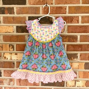 Matilda Jane Brilliant Daydream Fresh Fantasy Blue Pink Ruffled Tunic Size 6